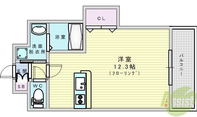 YOUSⅢ番館(ワンルーム/4階)の間取り写真