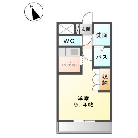 LOHAS・オオアライII(1K/2階)の間取り写真
