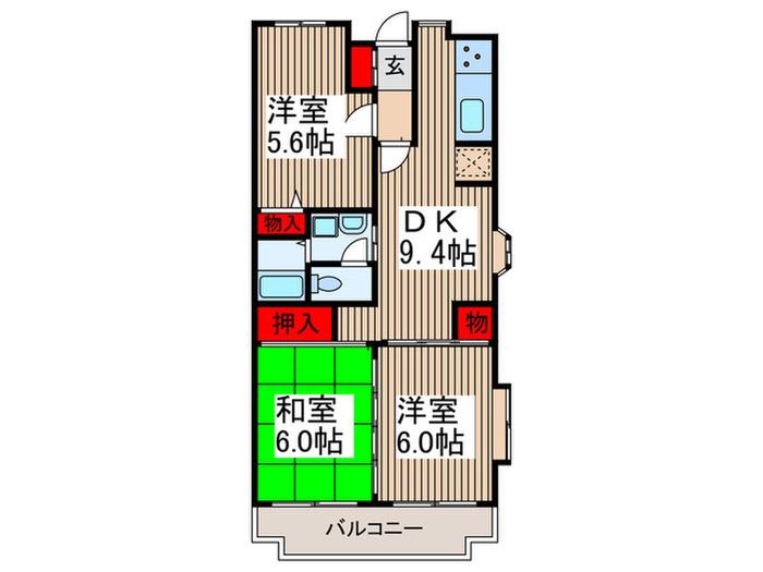 ファミール東川口(3DK/2階)の間取り写真