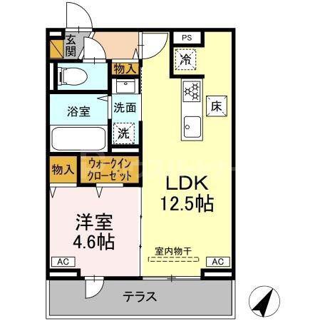 汐見丘PJ(1LDK/2階)の間取り写真