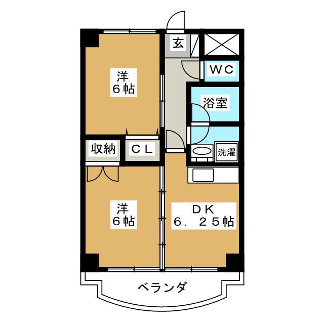 プレストンコート(2DK/2階)の間取り写真