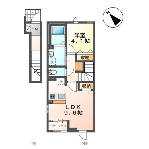 オルテンシア別館(1LDK/2階)の間取り写真