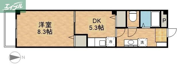 長町ビル(1DK/3階)の間取り写真