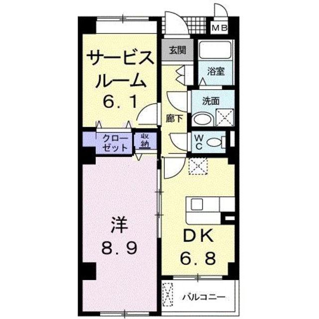 サンフィオーレ(1SDK/3階)の間取り写真
