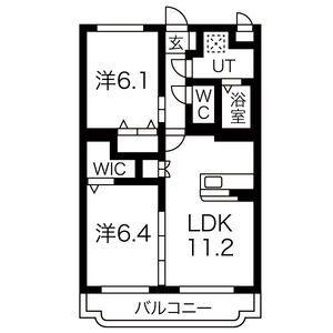 WOODY桜(2LDK/2階)の間取り写真