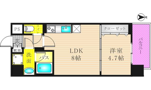 セイワパレス天王寺真田山(1LDK/9階)の間取り写真