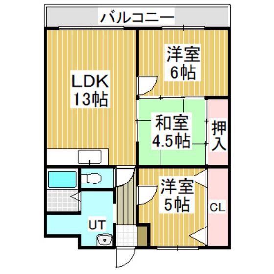 シャトーサンライズ(3LDK/1階)の間取り写真