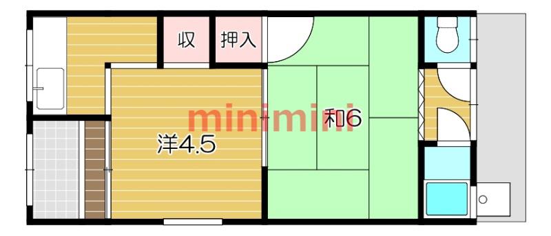 斎藤文化(2K/1階)の間取り写真