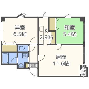 サンドエル(2LDK/4階)の間取り写真