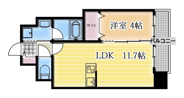 エルミタージュ桜山(1LDK/4階)の間取り写真