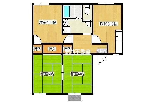 片江ハイツ(3DK/2階)の間取り写真
