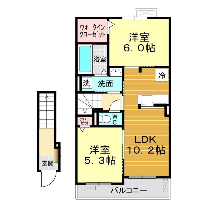 クレールA(2LDK/2階)の間取り写真
