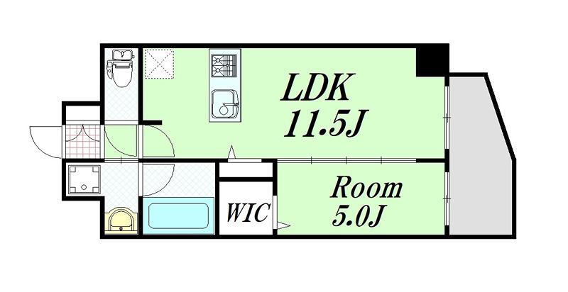 グランディア大阪ノース(1LDK/5階)の間取り写真