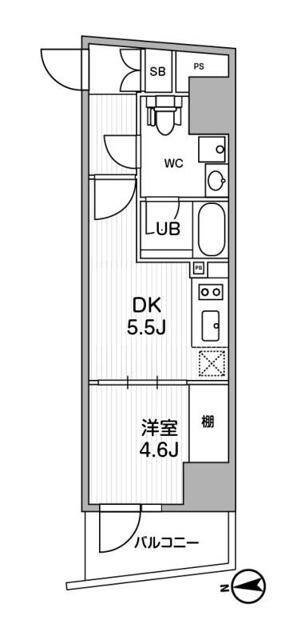ALTERNA中野(1DK/5階)の間取り写真