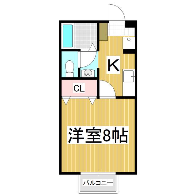 フォンターナ(1K/2階)の間取り写真