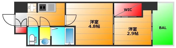 セレニテ難波グランデシュッド(2K/15階)の間取り写真