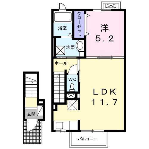 グランツ R I(1LDK/2階)の間取り写真