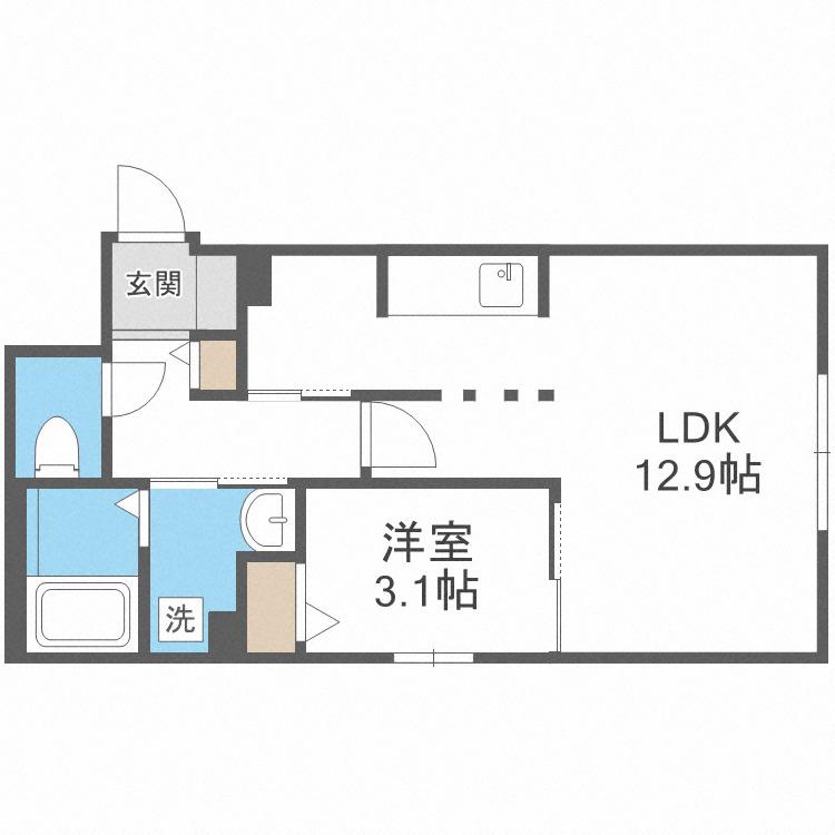 8 3W2B HACHI SANウエストNY(1LDK/2階)の間取り写真
