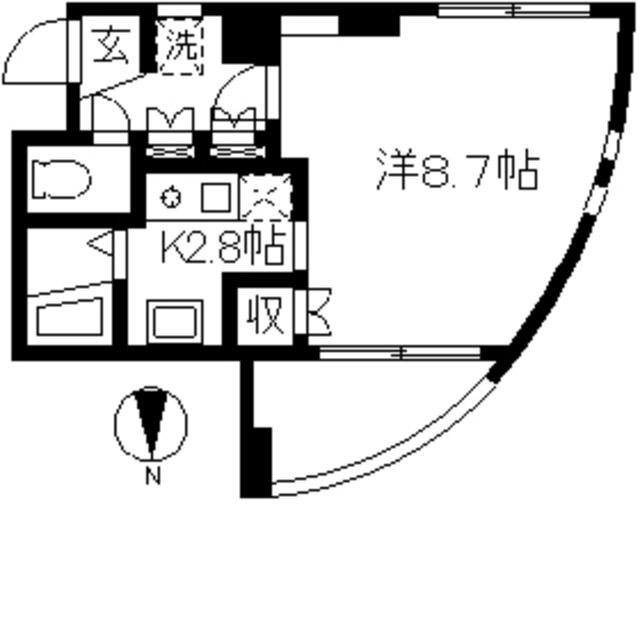 フルール府中(1K/3階)の間取り写真