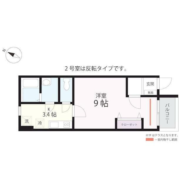 ハーミットクラブハウスKRABA(1K/3階)の間取り写真