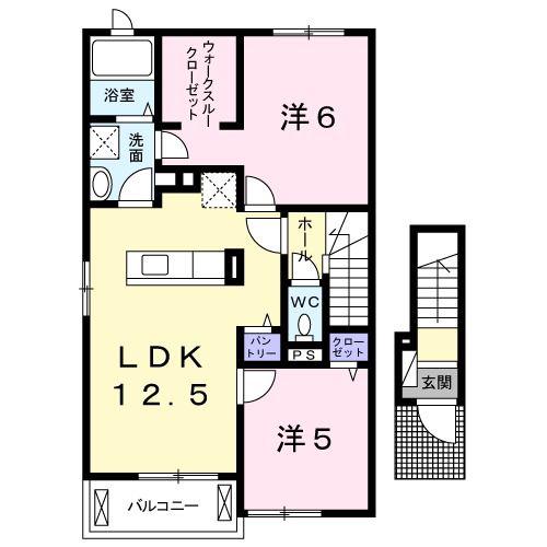 クレール・シャンブルI(2LDK/2階)の間取り写真
