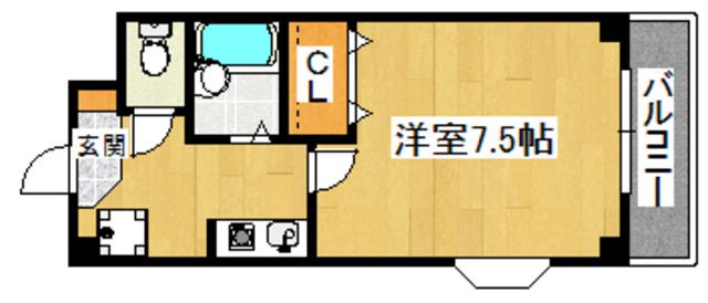 エヴァースAKETA(1K/4階)の間取り写真