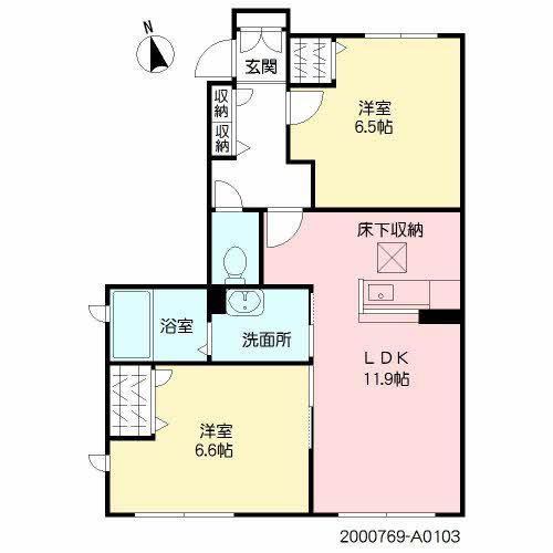 ラビアン大橋(2LDK/1階)の間取り写真