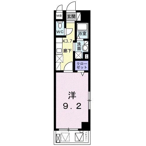 プロムナード牧志(1K/3階)の間取り写真