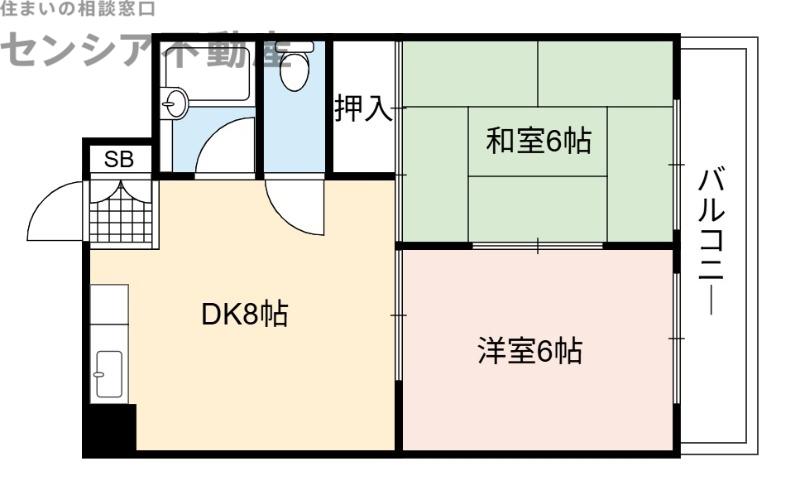 アルビオンシティ長田(2DK/4階)の間取り写真