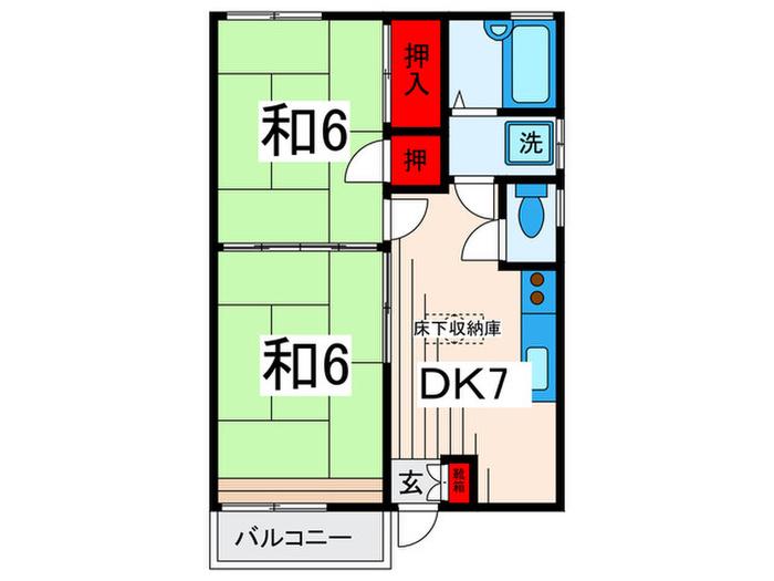 コーポ伊東(2DK/1階)の間取り写真