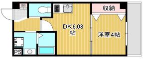 テラ山之内Ⅰ(1DK/3階)の間取り写真
