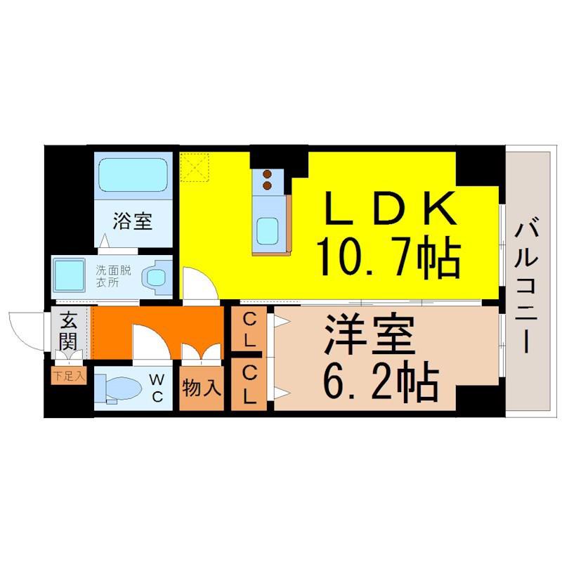 PLANDOOL NAKAMURA(1LDK/14階)の間取り写真