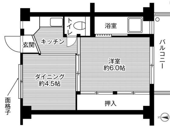 ビレッジハウス久保(1DK/3階)の間取り写真