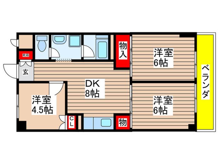 ナカヤホーム稲毛(3DK/3階)の間取り写真