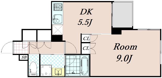 ベラジオ富小路(1DK/3階)の間取り写真