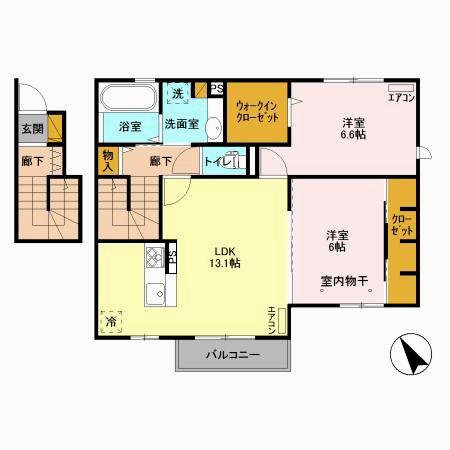 クレストフォーチュン(2LDK/2階)の間取り写真