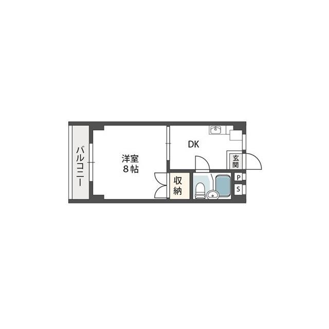 シャトー背戸口(1DK/4階)の間取り写真