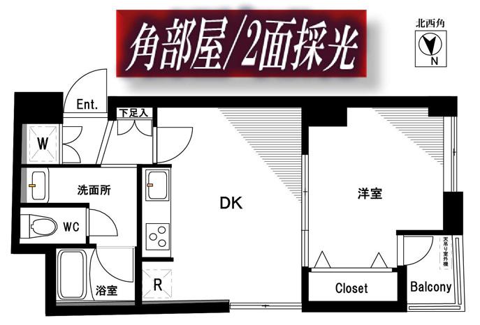 プラザ新大樹 南棟(1DK/9階)の間取り写真