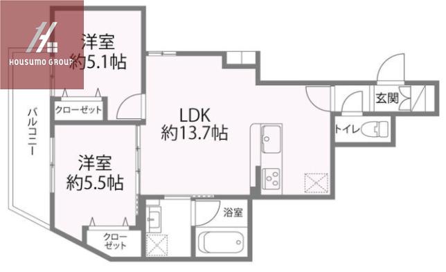 REGLIA今里ノース(2LDK/1階)の間取り写真