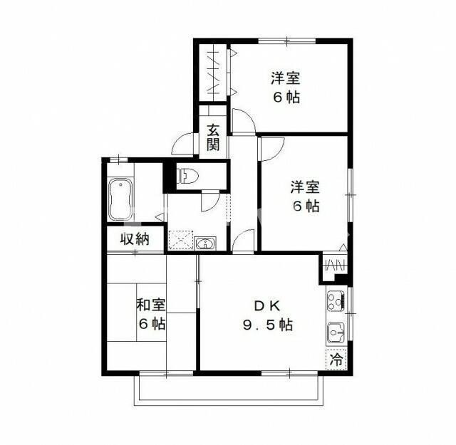 ボナールI(3DK/2階)の間取り写真