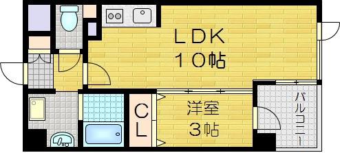ベルエトフYII(1LDK/2階)の間取り写真