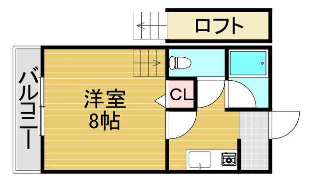 エリーレンス城南(1K/1階)の間取り写真