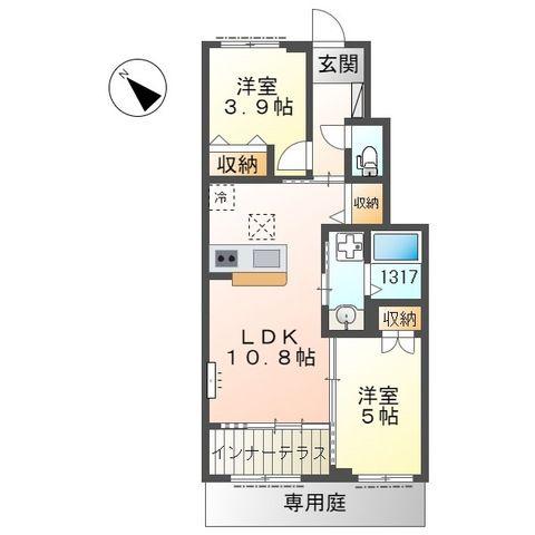 セイクレストA(2LDK/1階)の間取り写真