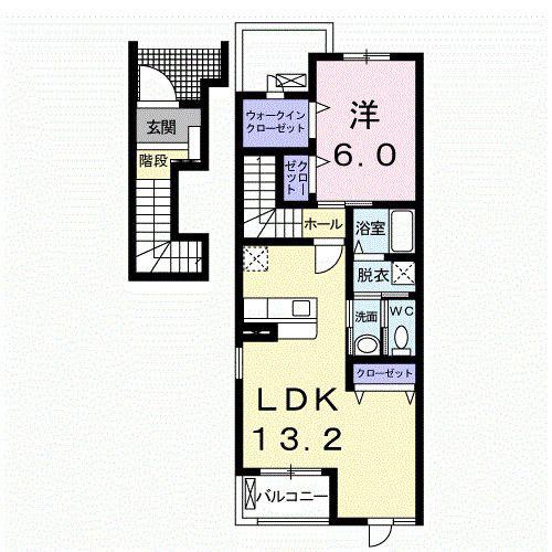 クレセントハイムC(1LDK/2階)の間取り写真