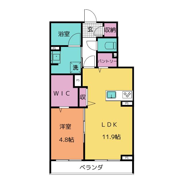 フォレストヒルズ久世戸(1LDK/2階)の間取り写真