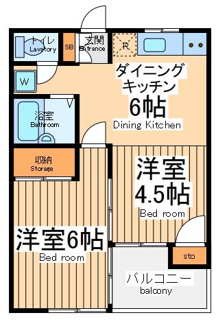 セシーズ府中(2DK/3階)の間取り写真