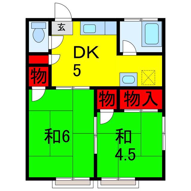 松本アパート(2DK/2階)の間取り写真
