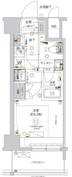 クレストタップ川崎Ⅱ(1K/9階)の間取り写真