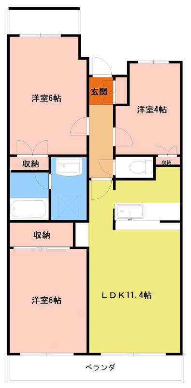 ピースマンション(3LDK/3階)の間取り写真