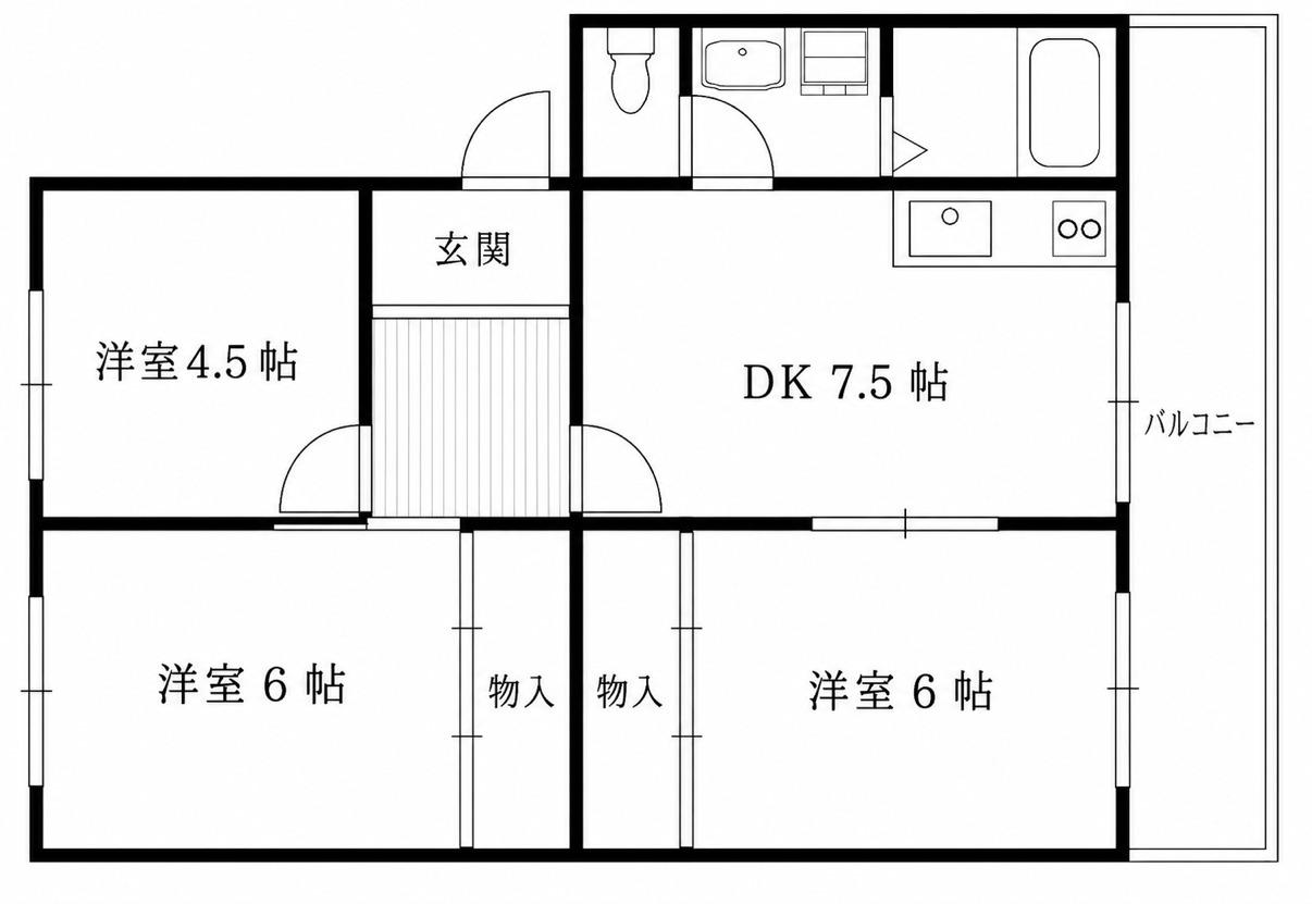 メゾン北鈴(3DK/4階)の間取り写真